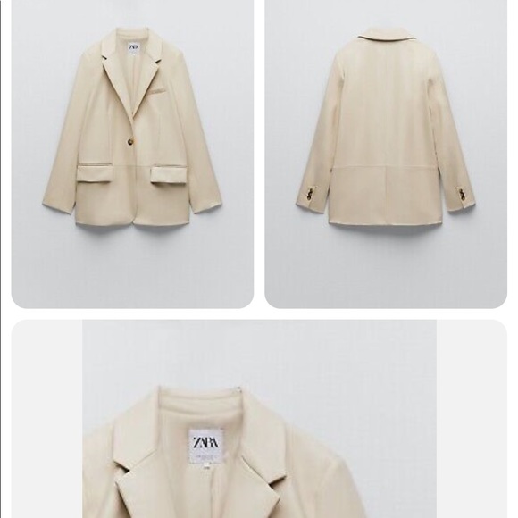 Zara Jackets & Blazers - creme color faux leather blazer Zara